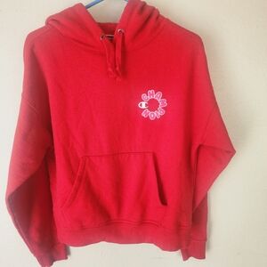 champion Wonens  hoodie red with pink and white size S loose powerblend.